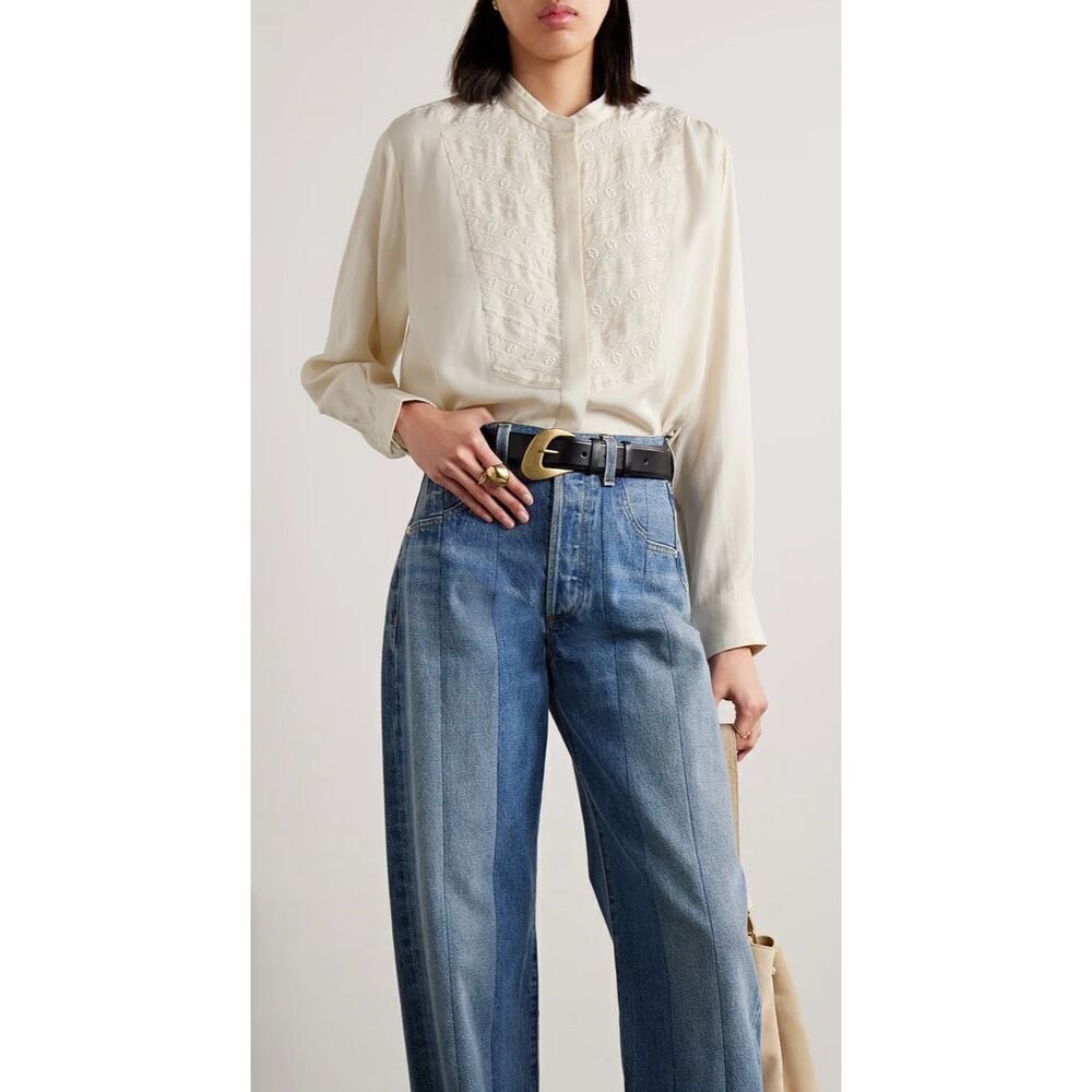 Isabel Marant Étoile Britten Blouse In Ecru Cotton With Embroidery NWT Size 40/M